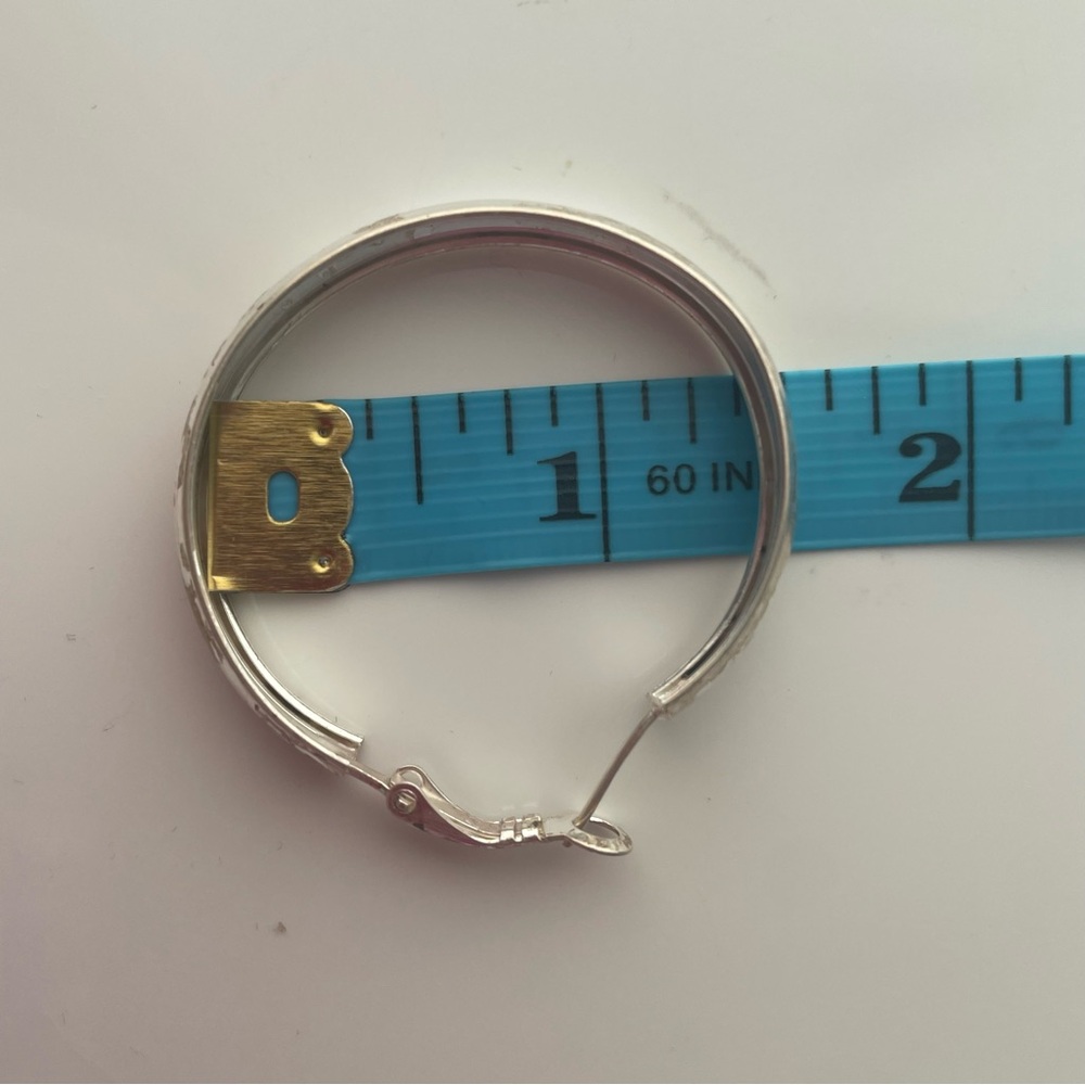 Chic Polished Silver Hoop Earrings - Picture 4 of 6